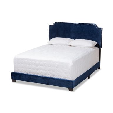 image of Contemporary Glam Velvet Upholstered Panel Bed by Baxton Studio - Blue - Queen with sku:q-p-0a97rziw0vd2rn5vvgstd8mu7mbs-overstock