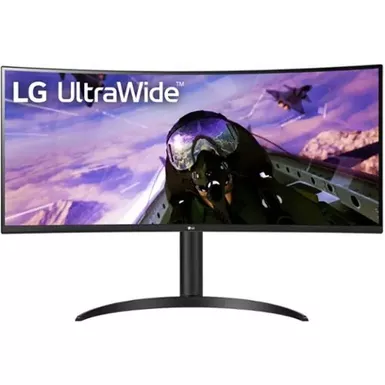 image of LG - 34” LED Curved UltraWide QHD FreeSync Premium Monitor with HDR (HDMI, DisplayPort) - Black with sku:bb21962544-bestbuy