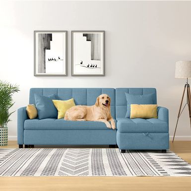 image of Reversible Sleeper Sectional Sofa with Storage Chaise - Blue with sku:b7btwze6iwdbwzyjxkor8astd8mu7mbs-overstock