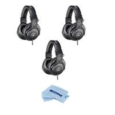 image of Audio-Technica 3 PACK ATH-M30x Professional Monitor Headphones, 96dB, 15-20kHz, Black - With Microfiber Cloth with sku:atathm30x3-adorama