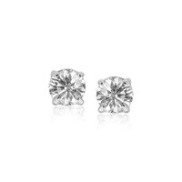 14k White Gold Stud Earrings with White ...