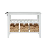 ACME Sezye Kitchen Island, Natural Marble Top & White Finish