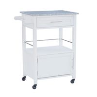 Marjane Kitchen Cart With Granite Top White