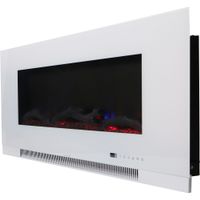 50-In. Wall-Mount Electric Fireplace in White with Multi-Color Flames and Driftwood Log Display