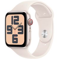 Apple Watch SE 2nd Generation (GPS+Cellular) 44mm Aluminum Case with Starlight Sport Band - S/M - Starlight