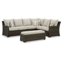 Brook Ranch Outdoor Sofa Sectional/Bench with Cushion (Set of 3)