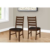 Dining Chair - 2Pcs / 37"H Brown / Dark Brown Pu Seat