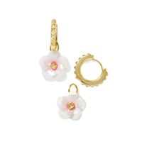 Kendra Scott Deliah Huggie Earrings (Gold/Iridescent Pink White Mix)