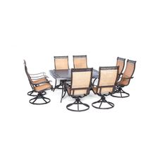 Manor 9pc: 8 Sling Swivel Rockers, 60" Square Cast Table