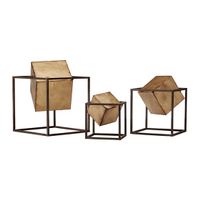 Quad Gold Cubes 3-piece Tabletop Decor S...