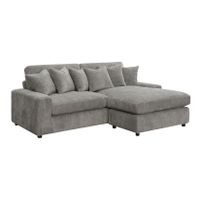 ACME Tavia Sectional Sofa w/6 Pillows, Gray Corduroy