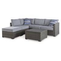 Petal Road Outdoor Loveseat Sectional/Ottoman/Table Set (Set of 4)