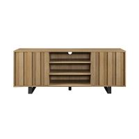 Walker Edison - Modern Paneled-Door TV Cabinet for TVs up to 65 - Coastal Oak