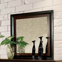 Transitional Wooden Frame Mirror in Acacia/Walnut