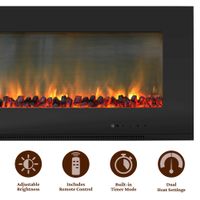 Metropolitan 56-In. Wall-Mount Electric Fireplace in Black with Lava Rock Display