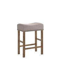 ACME Martha II Counter Height Stool (Set-2), Tan Linen & Weathered Oak