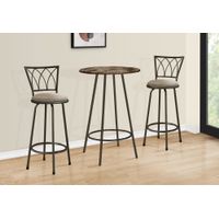 Home Bar/ Bar Table/ Bar Height/ Pub/ 30" Round/ Small/ Kitchen/ Metal/ Laminate/ Brown Marble Look/ Contemporary/ Modern