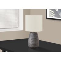 Lighting - 19"H Table Lamp Grey Ceramic / Ivory Shade