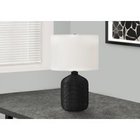 Lighting - 23"H Table Lamp Black Rattan / Ivory Shade