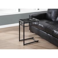 Accent Table/ C-shaped/ End/ Side/ Snack/ Living Room/ Bedroom/ Metal/ Laminate/ Grey Marble Look/ Black/ Transitional