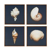 Ocean Seashells 4-piece Framed Canvas Wa...