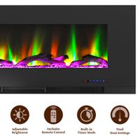 50-In. Wall-Mount Electric Fireplace in Black with Multi-Color Flames and Driftwood Log Display