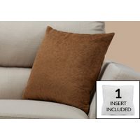 Pillows/ 18 X 18 Square/ Insert Included/ decorative Throw/ Accent/ Sofa/ Couch/ Bedroom/ Polyester/ Hypoallergenic/ Brown/ Modern