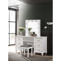 Barzini 7-drawer Vanity Desk with Lighted Mirror White