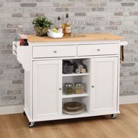 ACME Tullarick Kitchen Cart, Natural & White