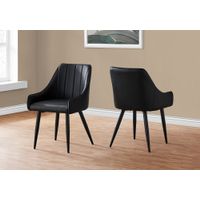 Dining Chair - 2Pcs / 33"H / Black Leather-Look / Black