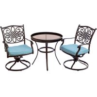 Traditions 3pc: 2 Swivel Rockers, 30" Round Glass Top Table