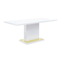 ACME Gaines Dining Table w/Pedestal Base, White High Gloss Finish