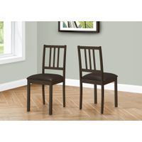 Dining Chair/ Set Of 2/ Side/ Upholstered/ Kitchen/ Dining Room/ Pu Leather Look/ Wood Legs/ Brown/ Transitional