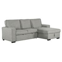 Wren 95 in. Light Grey 2-Piece Right Facing L Shaped Sleeper Sectional with Storage