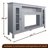 Somerset 70-In. White Electric Fireplace TV Stand with Multi-Color LED Flames, Driftwood Log Display, and Remote Control