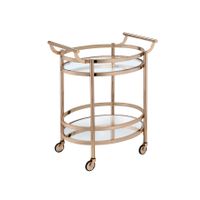 ACME Lakelyn Serving Cart, Rose Gold & Clear Glass