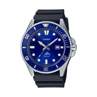 Casio - Mens Diver Inspired Black Resin Watch Blue Dial