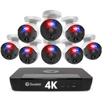 Swann - Professional 8-Channel, 8-Bullet Cameras 4K UHD, Indoor/Outdoor PoE Wired 2TB HDD NVR Security Surveillance System - White