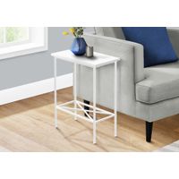 Accent Table/ Side/ End/ Narrow/ Small/ 2 Tier/ Living Room/ Bedroom/ Metal/ Laminate/ White/ Contemporary/ Modern