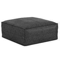 Simpli Home - Brody Large Square Coffee Table Pouf - Distressed Black