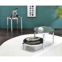 ACME Abbe 3pc Living Room Set- Living Room Table Set, Glass & Chrome Finish