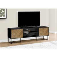 TV Stand - 72"L / Black  / Metal With 2 Wood-Look Doors