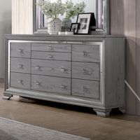 Contemporary Wood 8-Drawer Dresser in Light Gray