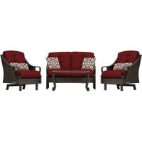 Ventura 4pc Seating Set: Sofa, 2 glide chairs, ceramic tile coffee table