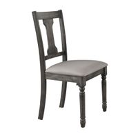ACME Wallace Side Chair (Set-2), Tan Linen & Weathered Gray