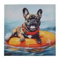 Frenchie/Blue Multi Beach Dogs Frenchie Canvas Wall Art See below