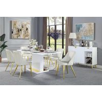 ACME Gaines 5pc Dining Set, White High Gloss Finish