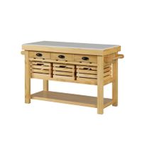 ACME Grovaam Kitchen Island, Marble Top & Natural Finish