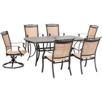 Fontana 7pc: 4 Dining Chairs, 2 Swivel Rockers, 38"x72" Cast Table