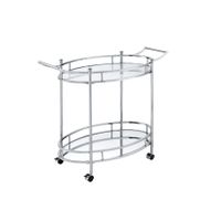 ACME Jinx Serving Cart, Clear Glass & Chrome Finish